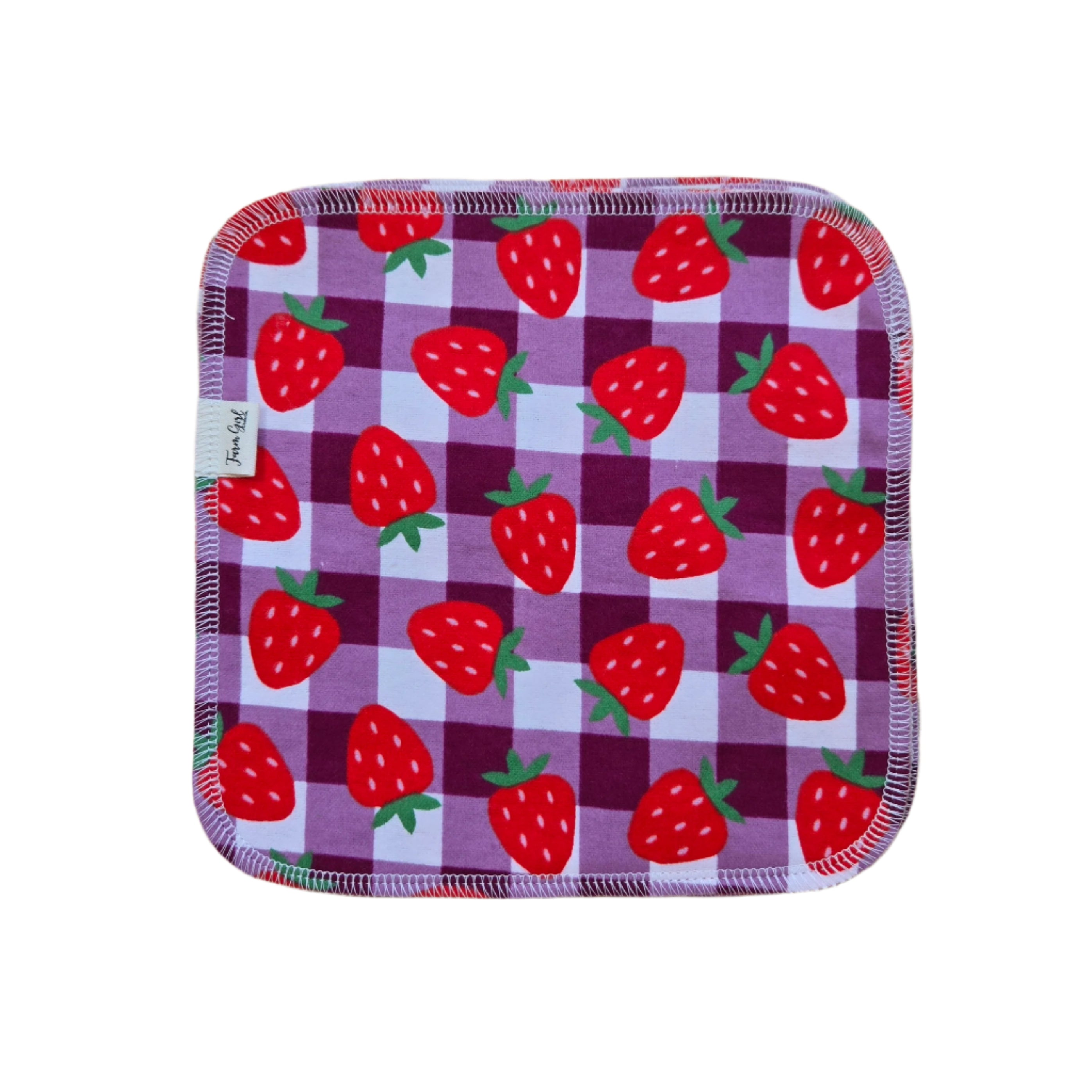 Cloth Napkins | Strawberries and Purple Gingham